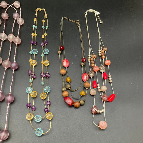 Fashion Jewelry Lot of 7 Necklaces Multi-Strand Beaded Shell Faux Stone Styles