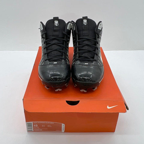 Nike Diamond Elite MCS Black White Baseball Cleats Size 15