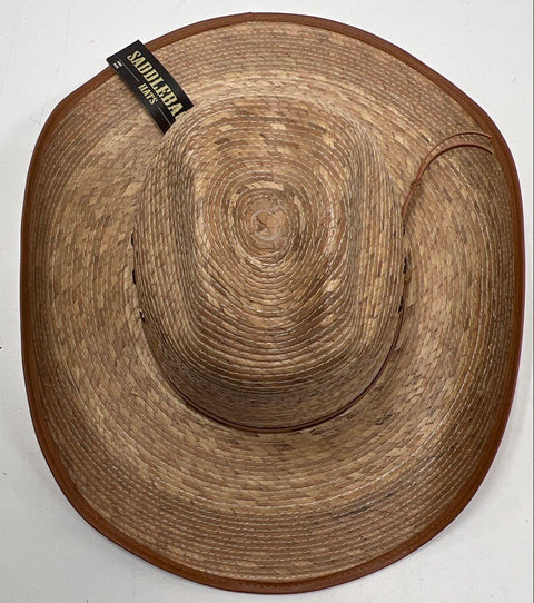 Saddleback Hats Men's Natural Palm Leaf Straw Cowboy Western Hat NWT One Size