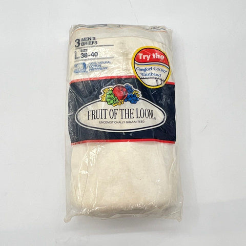 Vintage 90s Fruit of the Loom Men's White Cotton Briefs 3 Pack Sz L 38-40 NIB