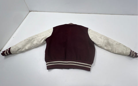 Vintage 80s Holloway Wool Leather Varsity Letterman Jacket Maroon Sz L