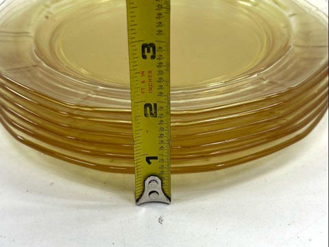 Federal Glass Patrician Spoke 6 Piece Dinner Plate Set 8 Inch Amber Depression