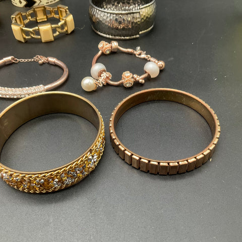 Vintage and Modern Bracelet Jewelry Lot of 20 Bangles Cuffs Beaded Rhinestone