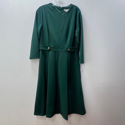 NWT London Times Emerald Green Fit & Flare Knee Length Dress Women's 12