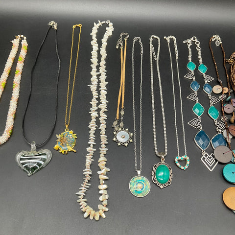 Vintage to Modern Mixed Jewelry Lot 15 Necklaces Includes Sterling Silver 925