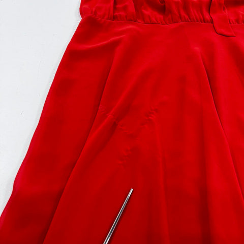 Ann Taylor Women's Red Tie Neck Sleeveless Fit and Flare Dress Sz 14 NWT