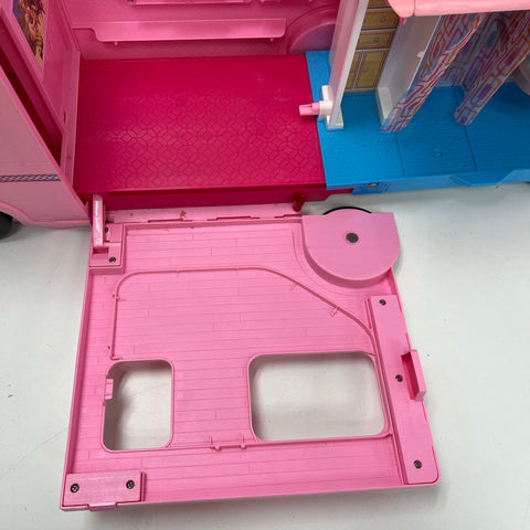 Mattel Barbie Pop-Up Camper RV Vehicle Playset Pink Expands Toy Doll House