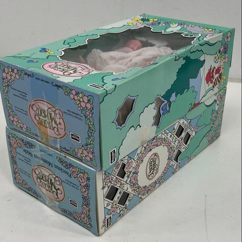 Vintage 1992 RoseArt Precious Moments Dolls Lot of 2 Bride & Pink Dress 9" NIB