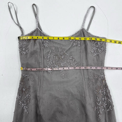 Adrianna Papell Occasions Women's Gray Silk Beaded Gown Bolero Set Size P12