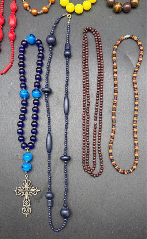 Fashion Beaded Statement Jewelry Lot of 13 Necklaces Boho Eclectic Multi-Color