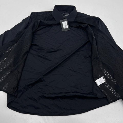 Barabas Men's Black Knit Chevron Rhinestone Button Down Shirt XL NWT