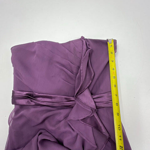 Davids Bridal Purple Strapless Crinkle Chiffon Ruffle Formal Gown Womens