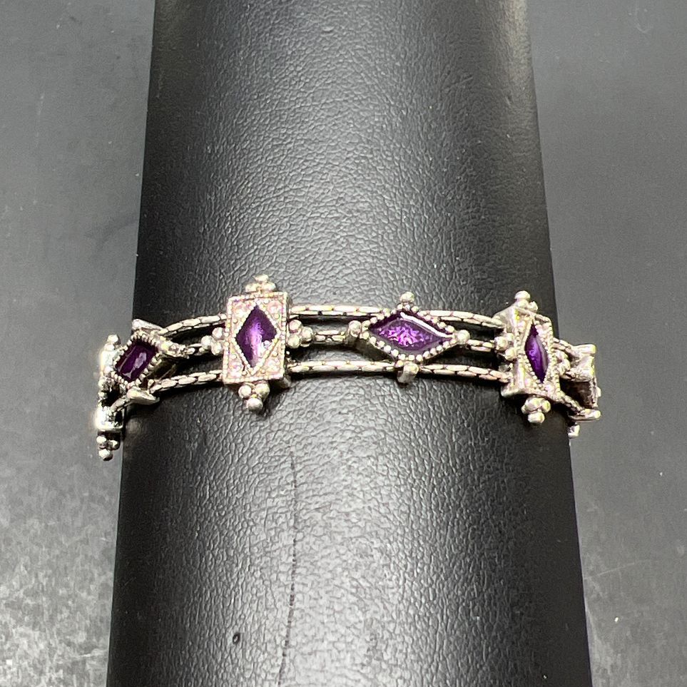 Napier Purple Enamel Silver Tone Bracelet