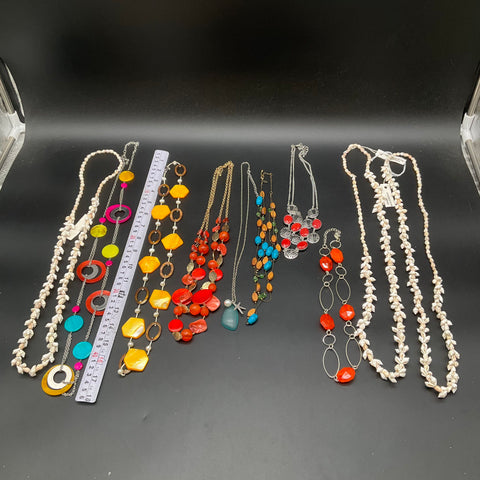 Vintage Boho Beaded and Shell Fashion Costume Necklace Jewelry Lot of 8
