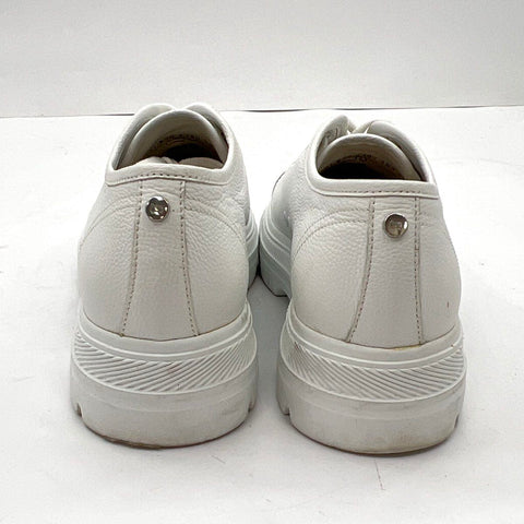 Woolrich White Pebbled Leather Platform Sneakers VI-LITE Sole Size 8.5