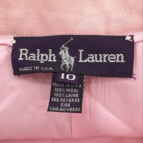 Vintage Ralph Lauren Purple Label Women's Pink Wool Made in USA Skirt Sz 10