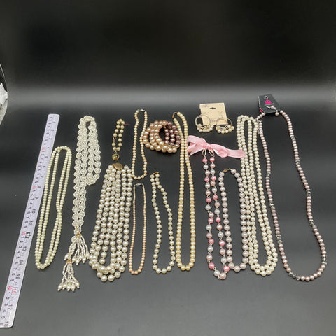 Faux Pearl Costume Jewelry Lot Paparazzi Cato Vintage to Modern Necklaces 14pc