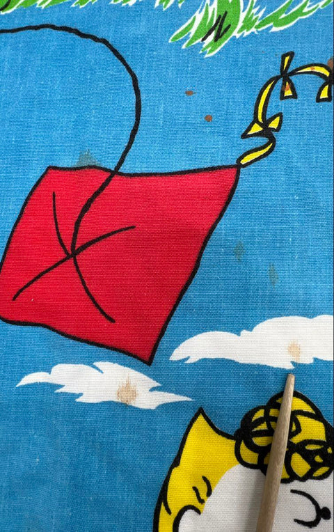 Vintage Peanuts Snoopy Linens Lot 3pc Pillowcases Curtains 1970s 1971 Schulz