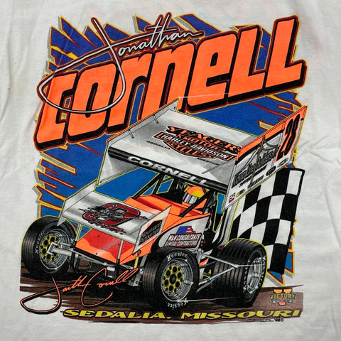 Lot of 2 Jonathan Cornell #28 Signed Racing T-Shirts Youth Sz L Sedalia MO