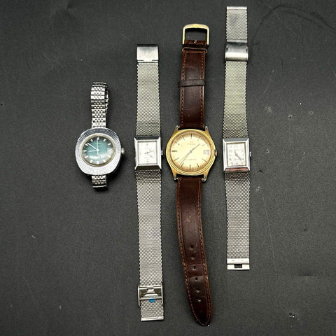 Vintage Timex Watch Lot of 4 Electric and Quartz Mesh Leather Wristwatches