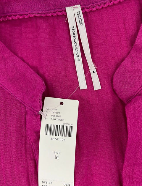 NWT Anthropologie The Kallie Pink Flowy Gauze Tunic Dress Women's M