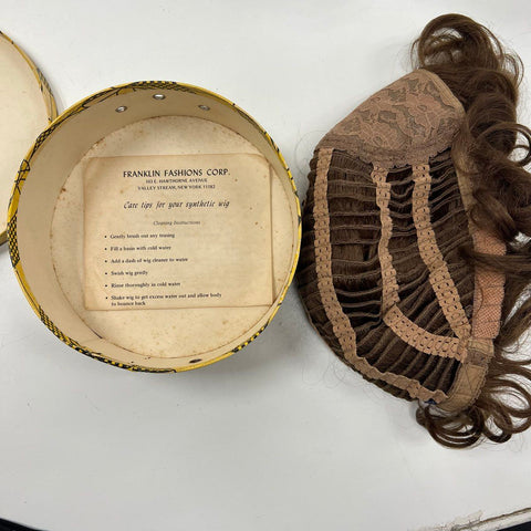 Vintage Lot 2 Wigs & 3 Hat Box Cases Starflite Franklin Fashions Dynel