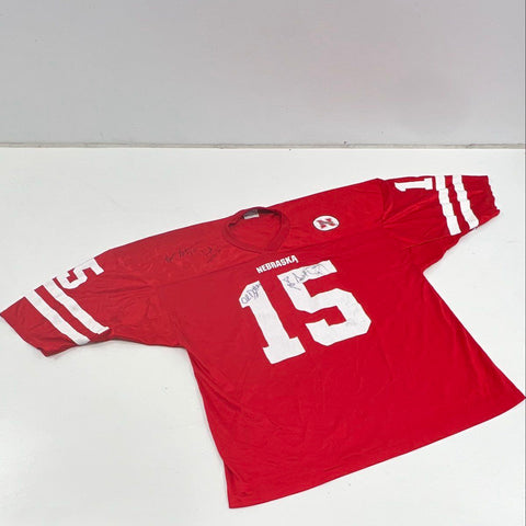 NCAA Nebraska Huskers Football Jersey #15 Autographed Signed Size L Red Vintage