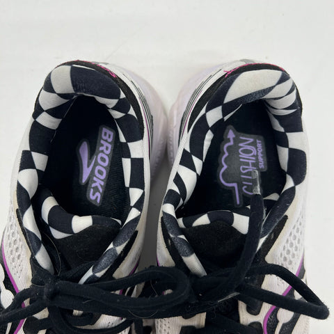 Saucony Ride 14 White Black Checkered Running Sneakers Women's Size 9.5