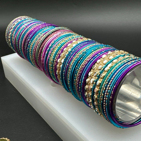 Child Size Colorful Glitter Bangle Bracelets Indian Style Large Jewelry Lot