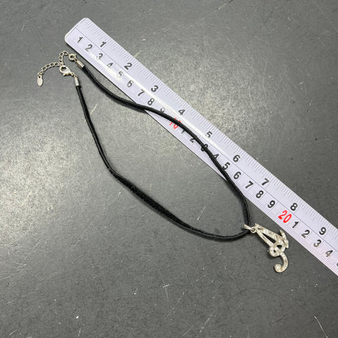 Vintage Monet Black Suede Choker Necklace Initial Letter Cursive A Pendant