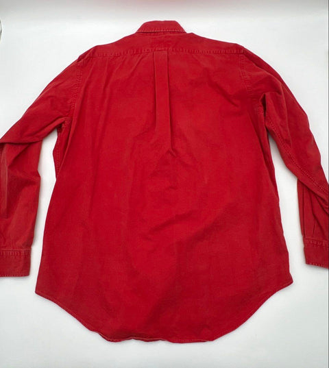 Vintage 90s Ralph Lauren Men's Red Cotton Button Down Shirt Made in USA Sz L
