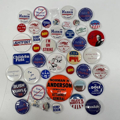 Vintage Political Pin Lot Reagan Bush Kennedy Nixon Dole 50+ Campaign Buttons