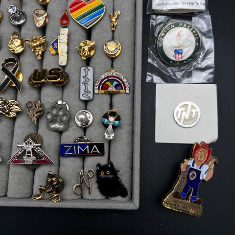 Mixed Lapel Pin Lot Military Boy Scouts Olympics Advertising 46pc Vintage