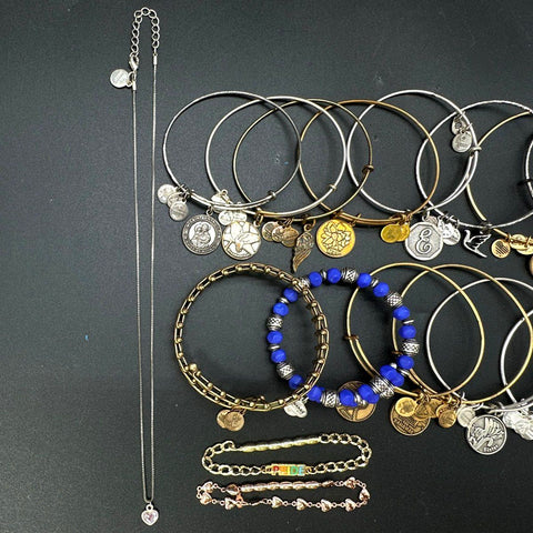 Alex and Ani Charm Bangle Jewelry Lot of 17 Silver & Gold Tone Bracelets