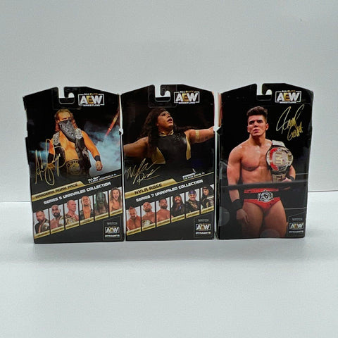 AEW Unrivaled Figure Lot Hangman Adam Page Nyla Rose Sammy Guevara 3 New In Box