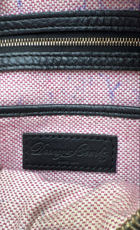 Dooney & Bourke Black Pebble Grain Leather Hobo Shoulder Bag Gold Hardware