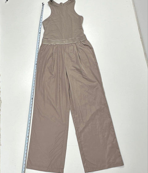 Victoria's Secret Women's Taupe Sleeveless Wide Leg Jumpsuit Back Cutout Sz L
