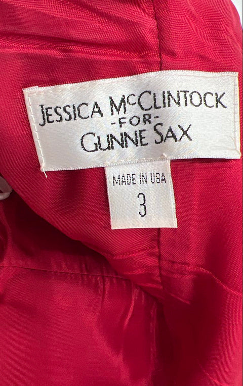 Vintage 90s Jessica McClintock Gunne Sax Women's Red Strapless Gown Dress Sz 3