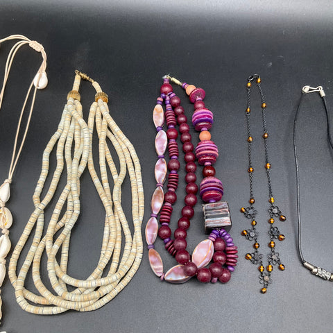 Mixed Fashion Jewelry Necklace Lot 9pc Tree of Life Shell Beaded Boho Style