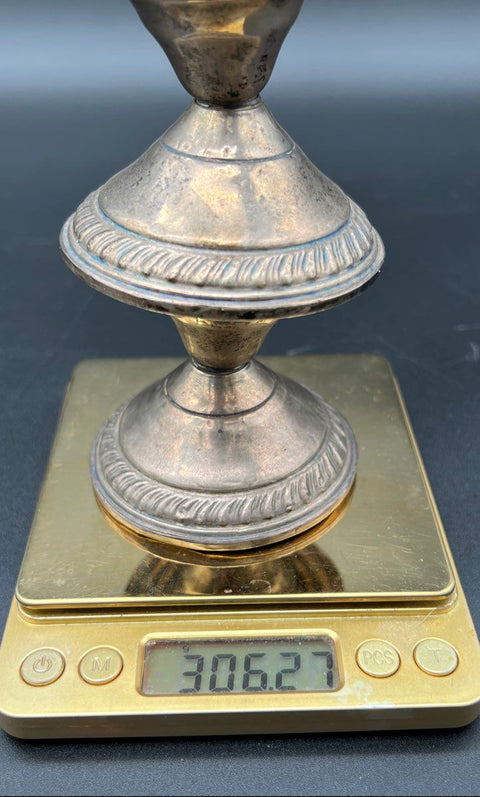 Saart Bros Diamond S Sterling Silver Candlestick Pair Cement Filled Vintage