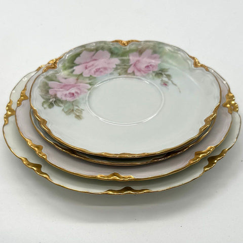 Hutschenreuther Haviland China Floral Plate Saucer 4pc Vintage Porcelain