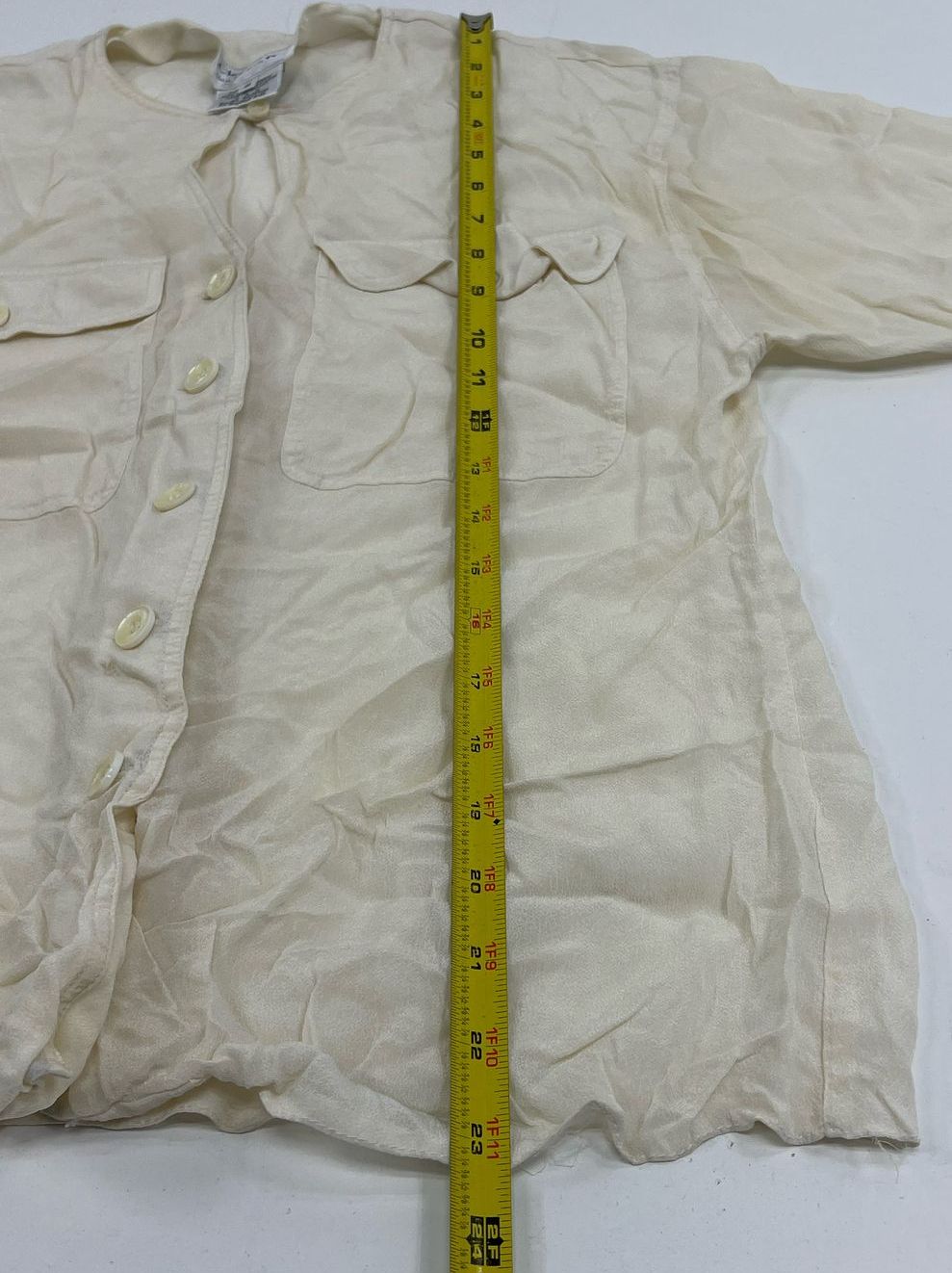VTG Women's Dior Sheer Ivory 100% Rayon Button Up Long Sleeve Blouse - Size 8