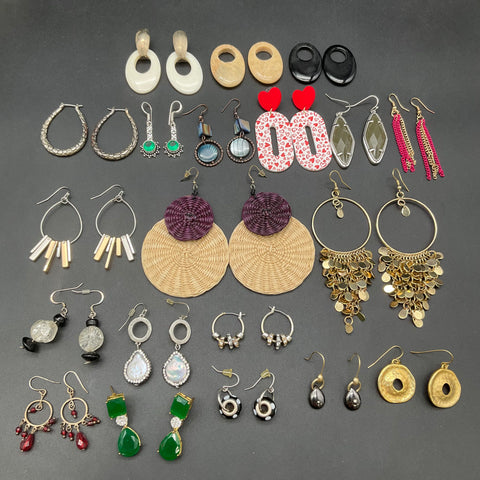 Fashion Costume Jewelry Earring Lot of 21 Pairs Boho Statement Hoops Dangles