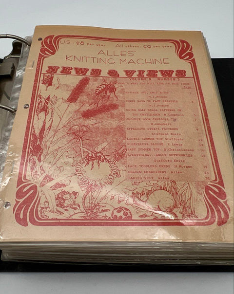 Alles' Knitting Machine News & Views Newsletter Lot Binder Patterns 1979-1980