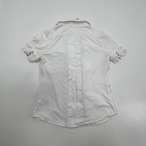 Vintage Y2K Juicy Couture White Pintuck Ruffled Sleeve Blouse Women's Size 4