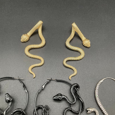 Mystical Celestial Theme Costume Earring Lot 11 Pairs Snake Moon Hamsa Rose