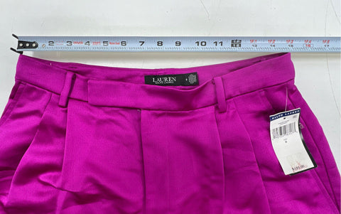 Lauren Ralph Lauren Women's Fuchsia Satin Wide Leg Pleated Pants Sz 8 NWT