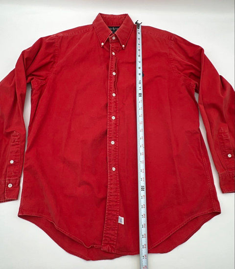 Vintage 90s Ralph Lauren Men's Red Cotton Button Down Shirt Made in USA Sz L