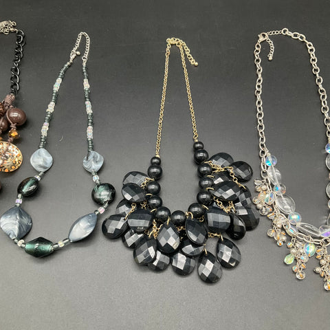 Modern Statement Beaded Bib Necklace Jewelry Lot of 5 Mixed Metal Tones