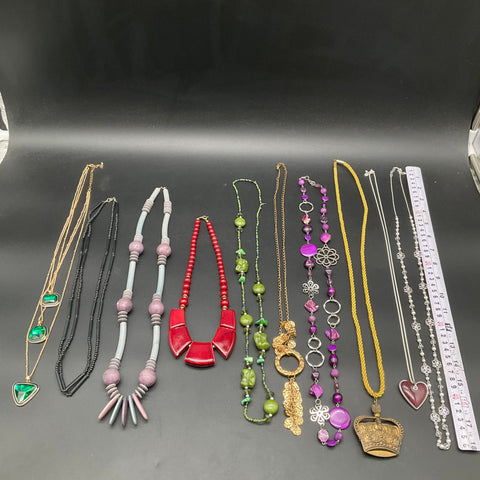 Vintage to Modern Costume Jewelry Lot 1 lb 10 Statement Beaded Necklaces
